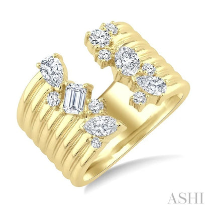 Mixed Shape Diamond Fashion Wide Band