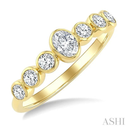 Oval Shape Bezel Diamond Fashion Band