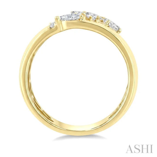 Bold Mixed Shape Diamond Fashion Open Wide Band