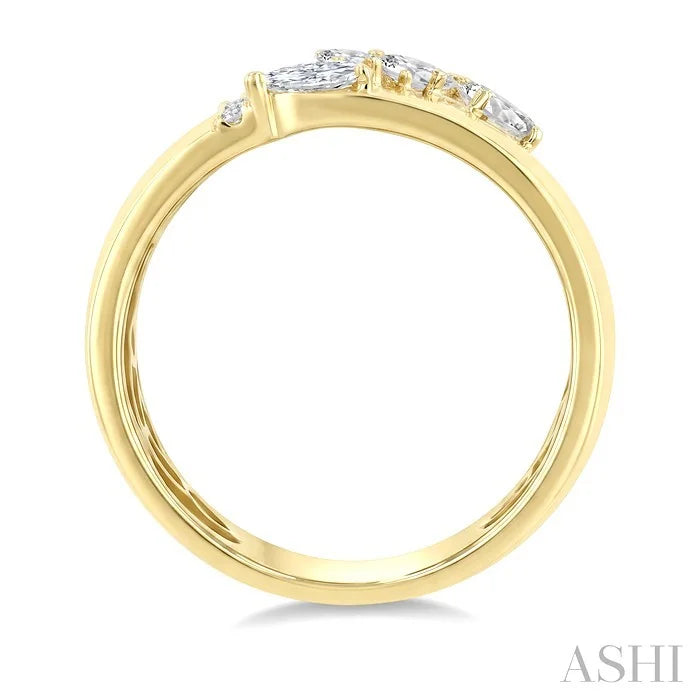 Bold Mixed Shape Diamond Fashion Open Wide Band