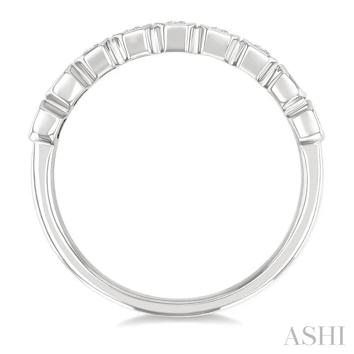 Emerald Shape North-South Bezel Set Diamond Fashion Band