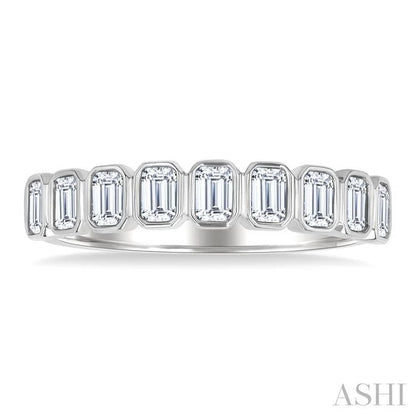 Emerald Shape North-South Bezel Set Diamond Fashion Band