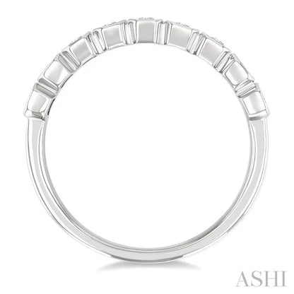 Emerald Shape North-South Bezel Set Diamond Fashion Band