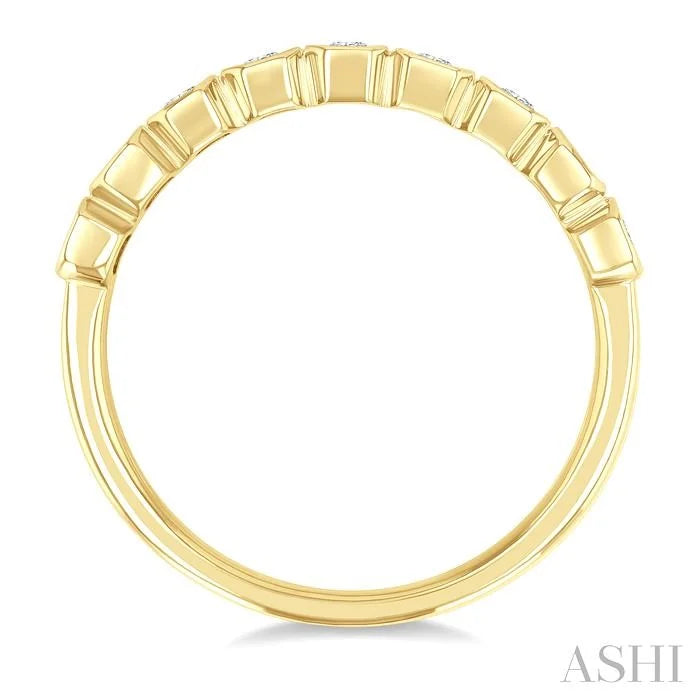 Emerald Shape North-South Bezel Set Diamond Fashion Band