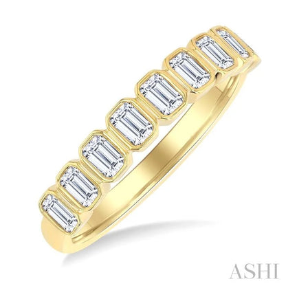 Emerald Shape North-South Bezel Set Diamond Fashion Band