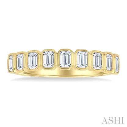 Emerald Shape North-South Bezel Set Diamond Fashion Band