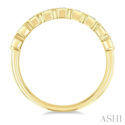 Emerald Shape North-South Bezel Set Diamond Fashion Band