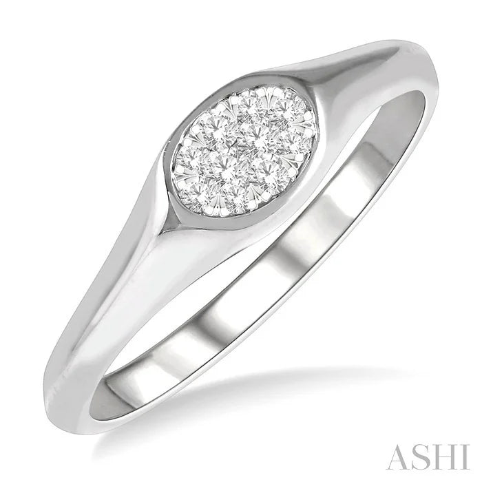 Oval Shape East-West Lovebright Essential Diamond Signet Ring