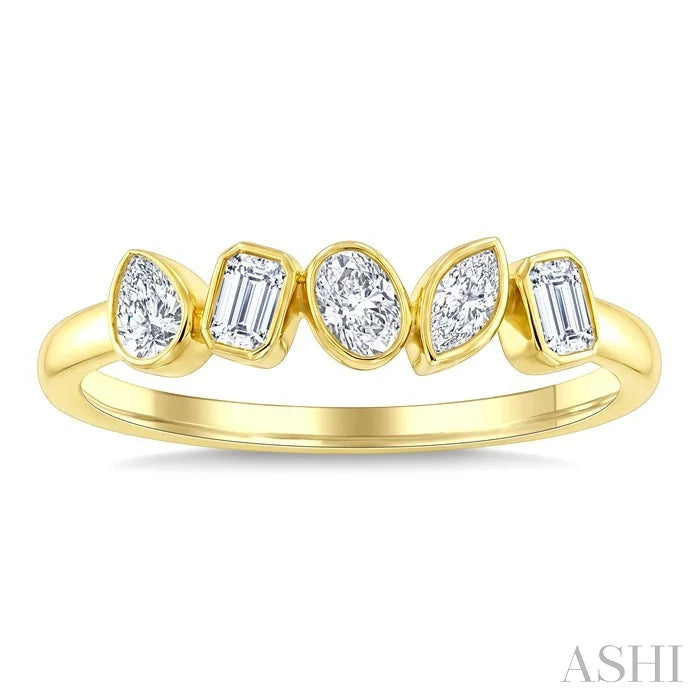 Mixed Shape Diamond Fashion Bar Ring