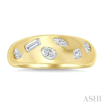 Mixed Shape Diamond Mosaic Fashion Wide Band