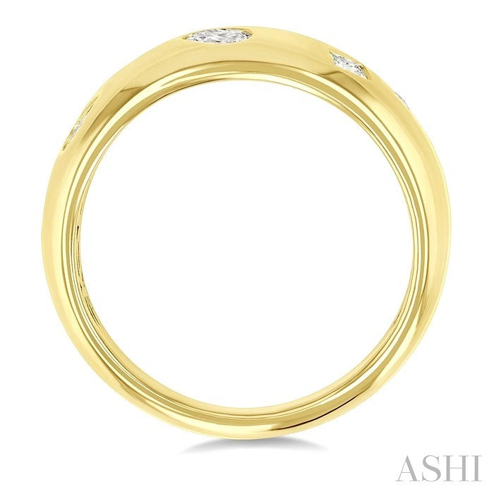Mixed Shape Diamond Mosaic Fashion Wide Band