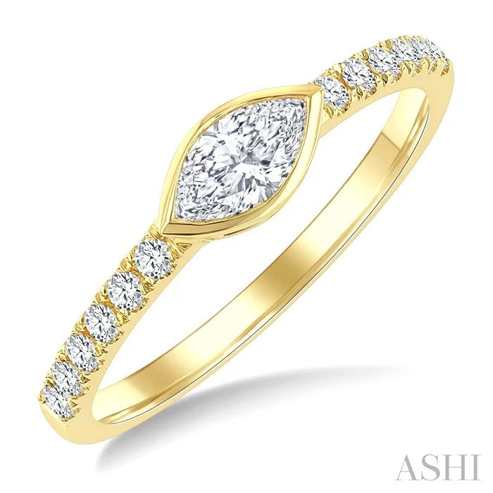 Marquise Shape East-West Bezel Set Diamond Ring