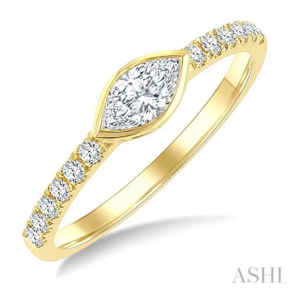 Marquise Shape East-West Bezel Set Diamond Ring