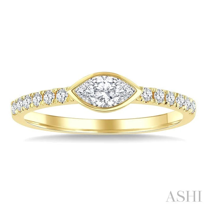 Marquise Shape East-West Bezel Set Diamond Ring