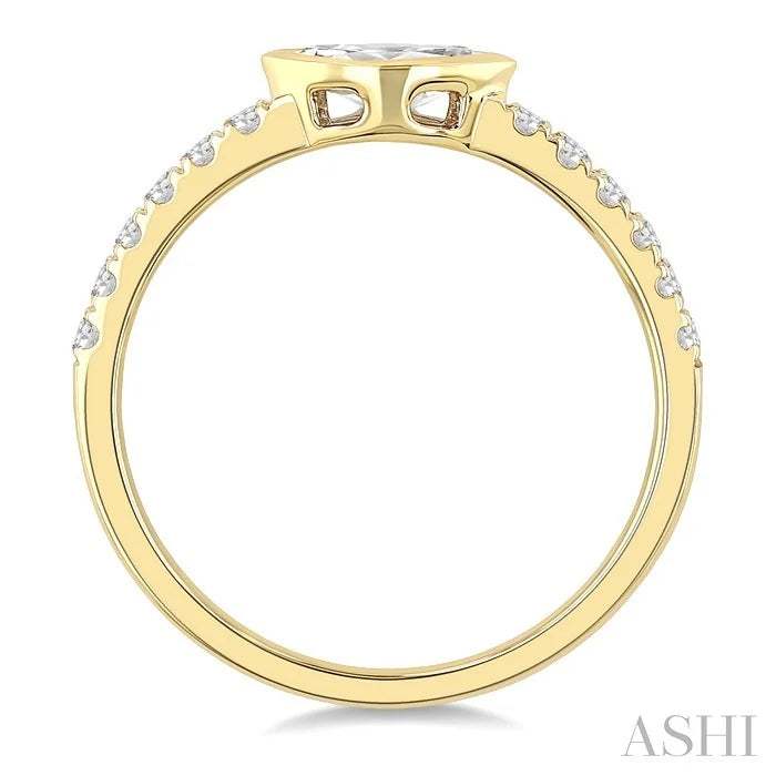 Marquise Shape East-West Bezel Set Diamond Ring