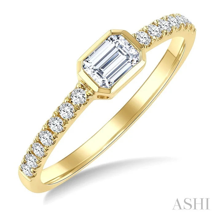 Emerald Shape East-West Bezel Set Diamond Ring