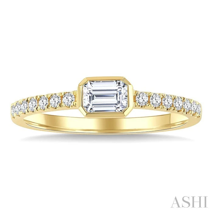 Emerald Shape East-West Bezel Set Diamond Ring