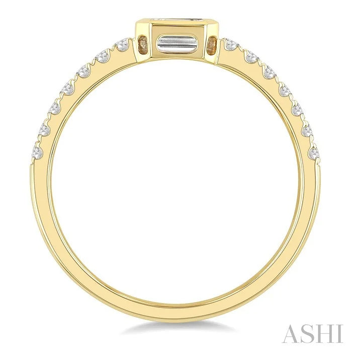 Emerald Shape East-West Bezel Set Diamond Ring