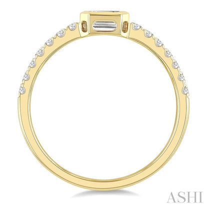 Emerald Shape East-West Bezel Set Diamond Ring