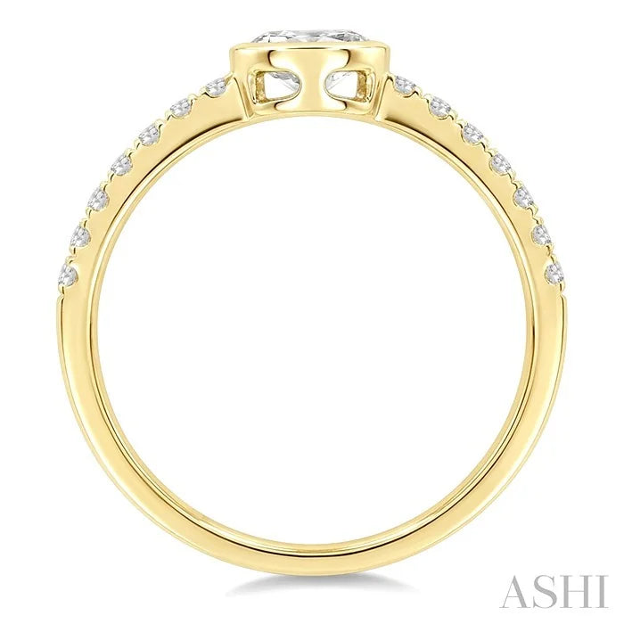 Oval Shape East-West Bezel Set Diamond Ring