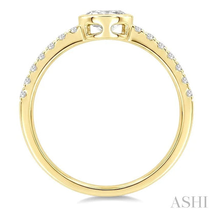 Oval Shape East-West Bezel Set Diamond Ring