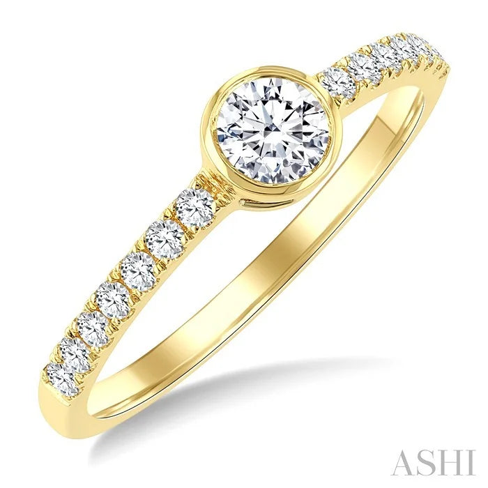 Round Shape Bezel Set Diamond Ring
