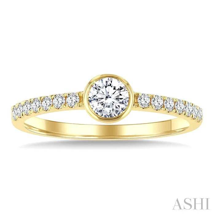 Round Shape Bezel Set Diamond Ring