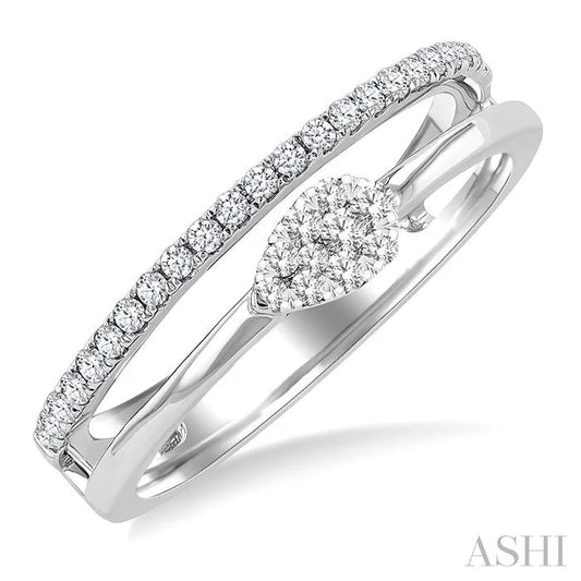 Pear Shape Double Row East-West Lovebright Diamond Fashion Ring