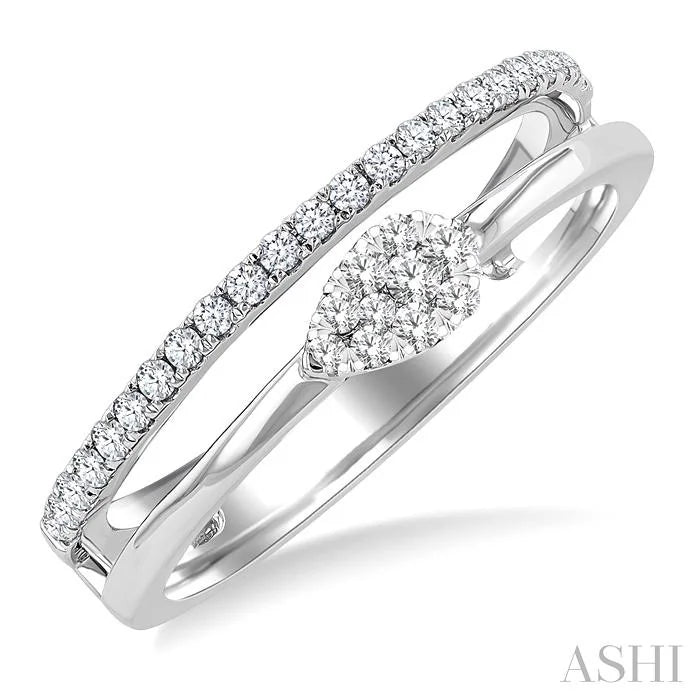 Pear Shape Double Row East-West Lovebright Diamond Fashion Ring