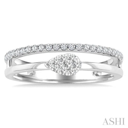 Pear Shape Double Row East-West Lovebright Diamond Fashion Ring