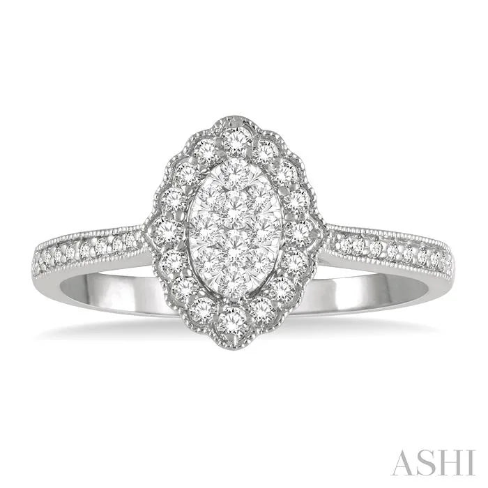 Oval Shape Halo Lovebright Diamond Ring