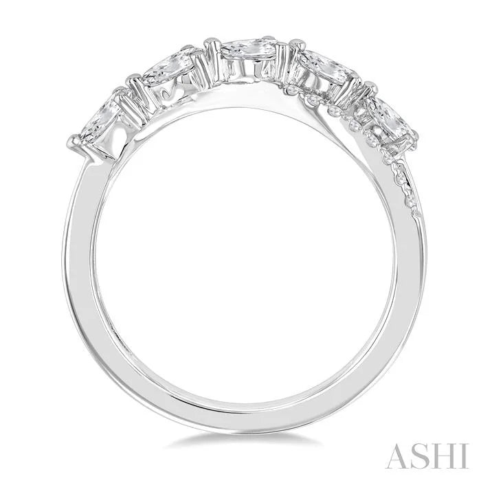 Pear Shape 5 Stone Criss Cross Diamond Fashion Ring