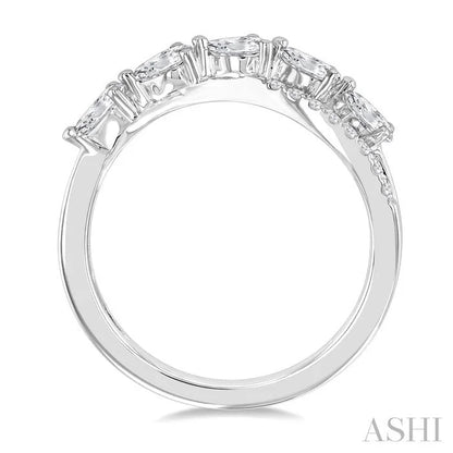 Pear Shape 5 Stone Criss Cross Diamond Fashion Ring