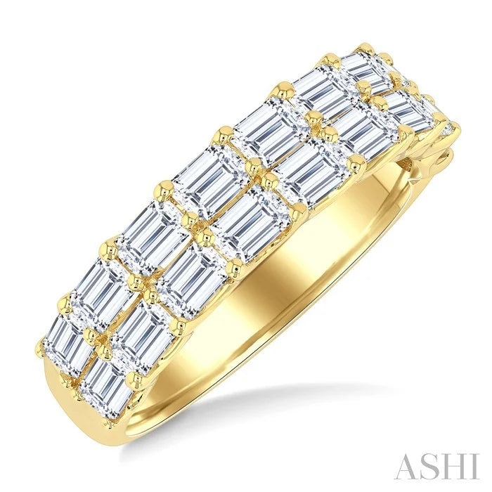 Emerald Shape 2-Row Diamond Fashion Band