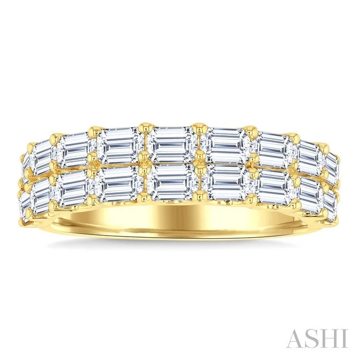 Emerald Shape 2-Row Diamond Fashion Band