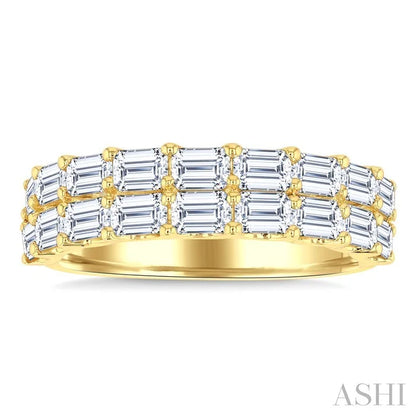 Emerald Shape 2-Row Diamond Fashion Band