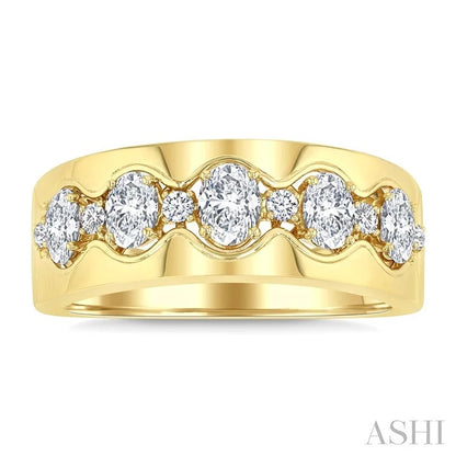Oval Shape 5 Stone Diamond Fashion Band