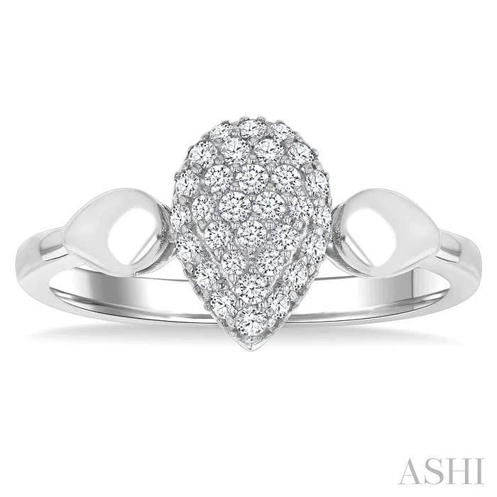 Pave-Set Pear Shape Diamond Fashion Ring