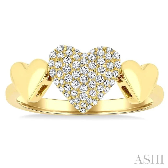 Pave-Set Heart Shape Diamond Fashion Ring