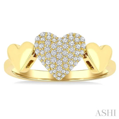 Pave-Set Heart Shape Diamond Fashion Ring