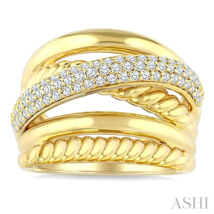 Aeris Gold Criss Cross Diamond Fashion Ring