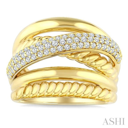 Aeris Gold Criss Cross Diamond Fashion Ring