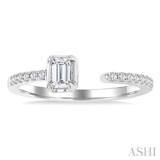 Emerald Shape Diamond Fashion Open Ring