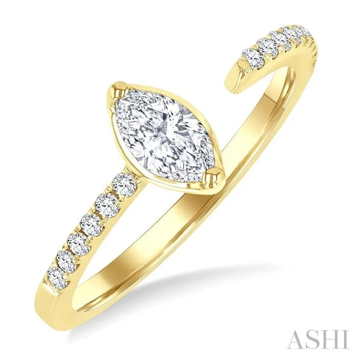 Marquise Shape Diamond Fashion Open Ring
