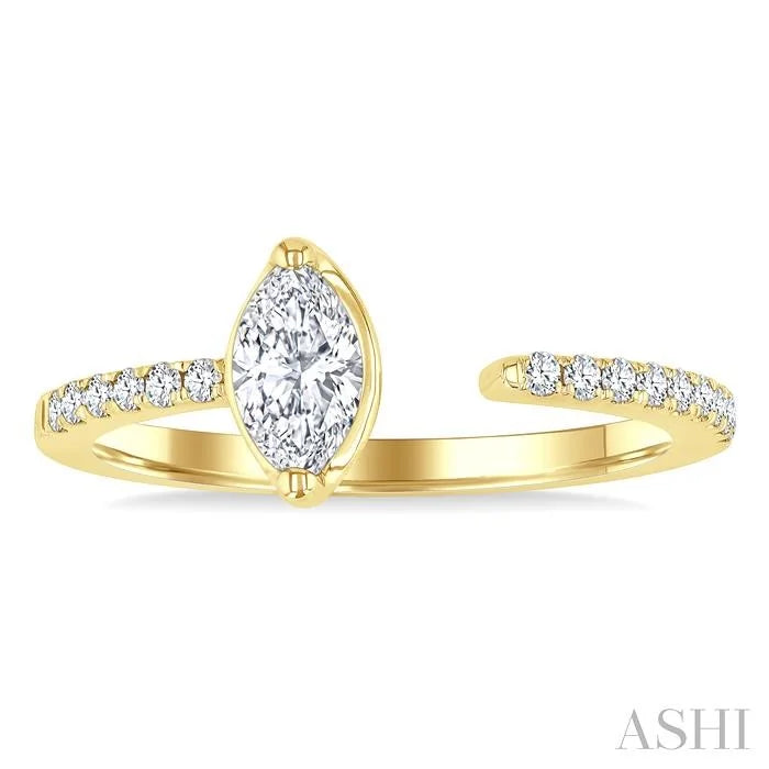 Marquise Shape Diamond Fashion Open Ring