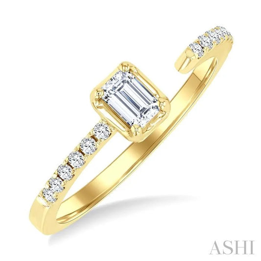 Emerald Shape Diamond Fashion Open Ring
