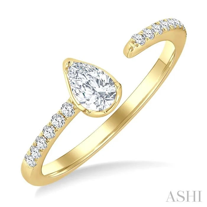 Pear Shape Diamond Fashion Open Ring