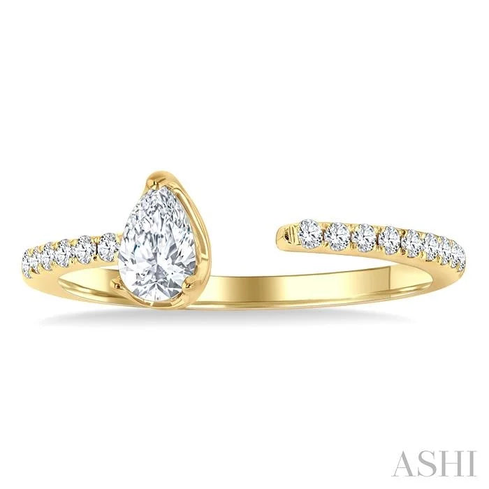 Pear Shape Diamond Fashion Open Ring