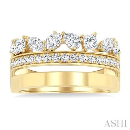 Mixed Shape Diamond Fashion Wide Band