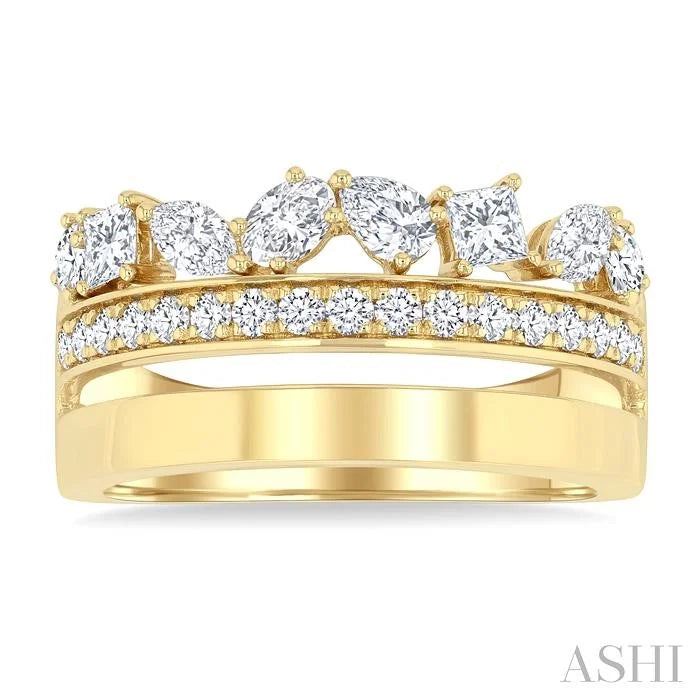 Mixed Shape Diamond Fashion Wide Band